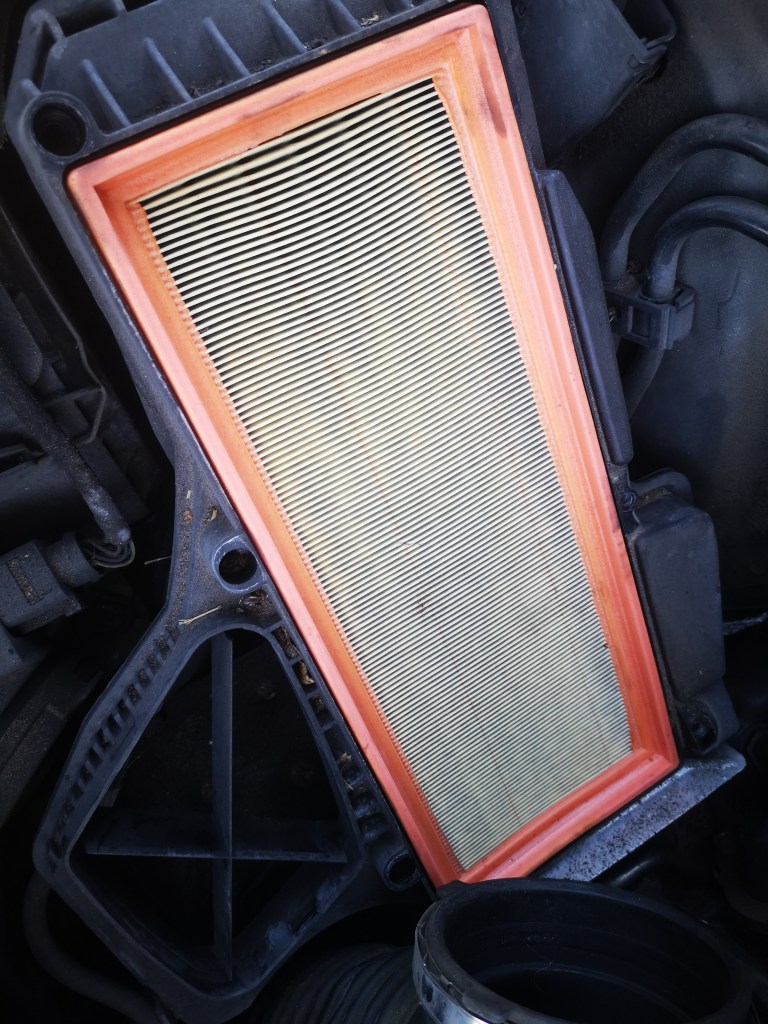 top of the air filter inside the airbox on an audi a5 b8